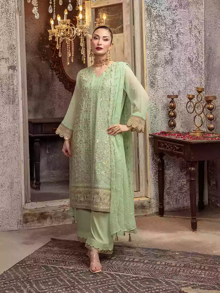 Salitex Unstitched Embroidered Chiffon 3 Piece Suit SUNW7CH085UT - Festive Collection