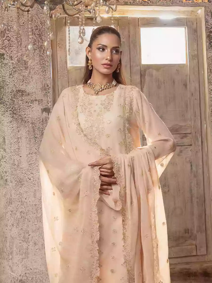 Salitex Unstitched Embroidered Chiffon 3 Piece Suit SUNW7CH084UT - Festive Collection