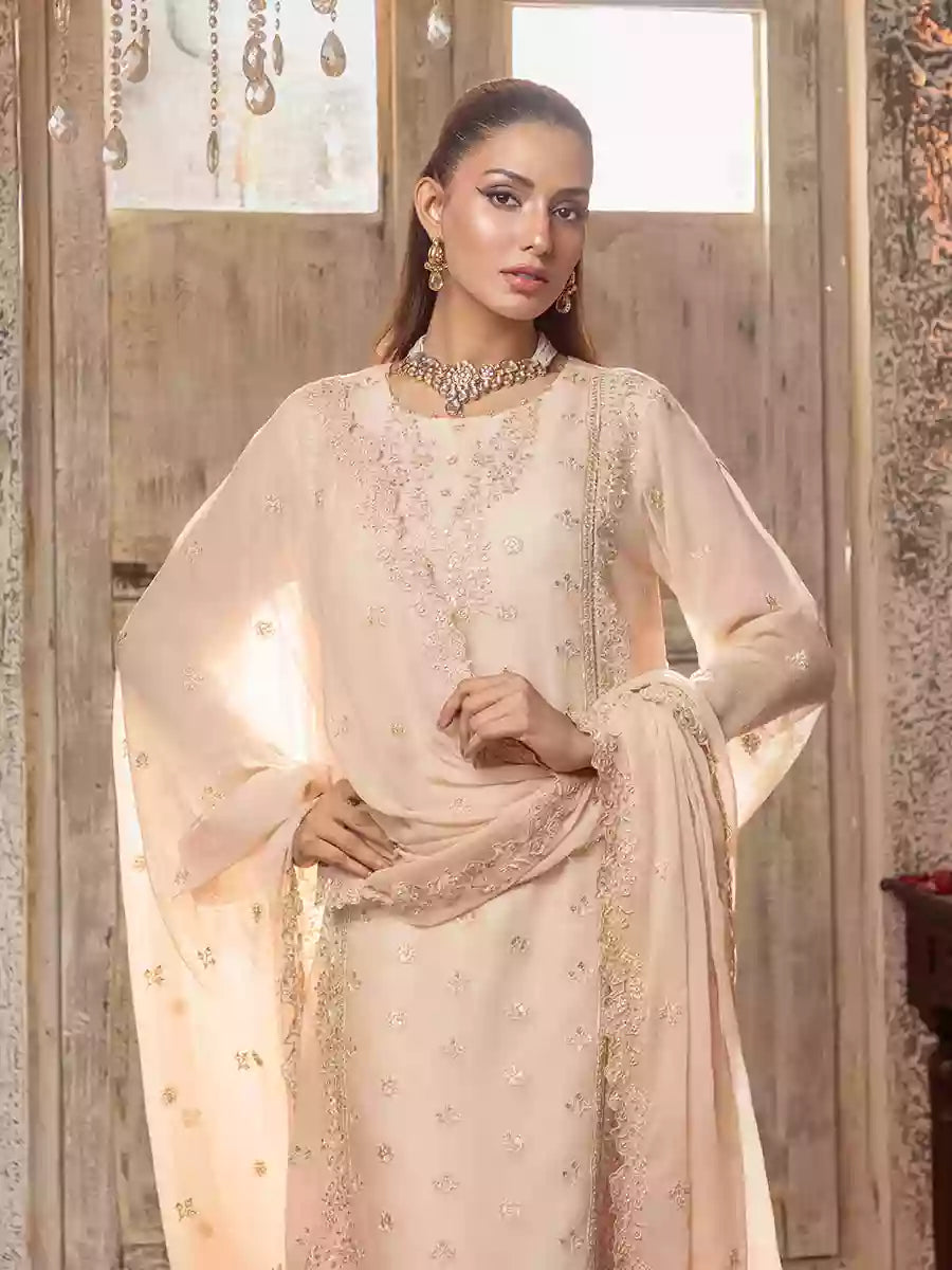Salitex Unstitched Embroidered Chiffon 3 Piece Suit SUNW7CH084UT - Festive Collection