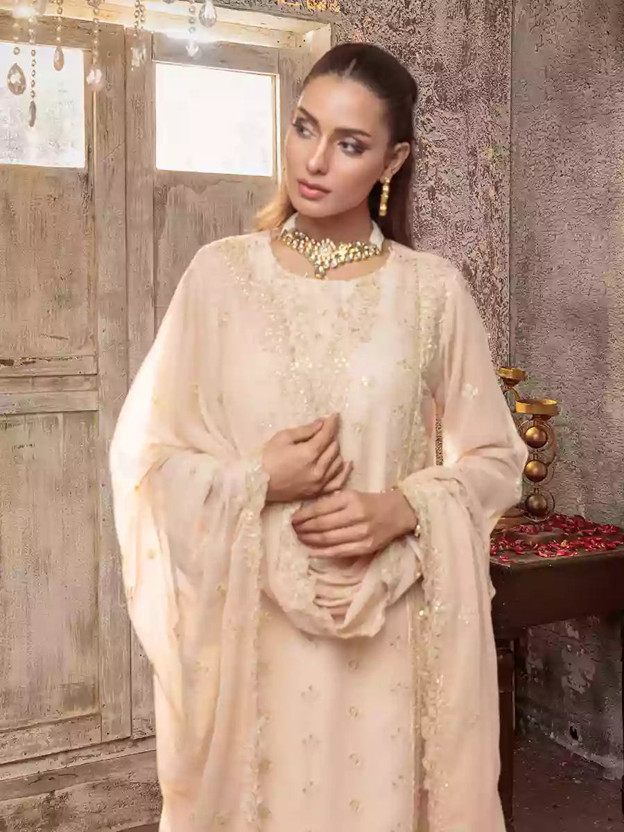 Salitex Unstitched Embroidered Chiffon 3 Piece Suit SUNW7CH084UT - Festive Collection