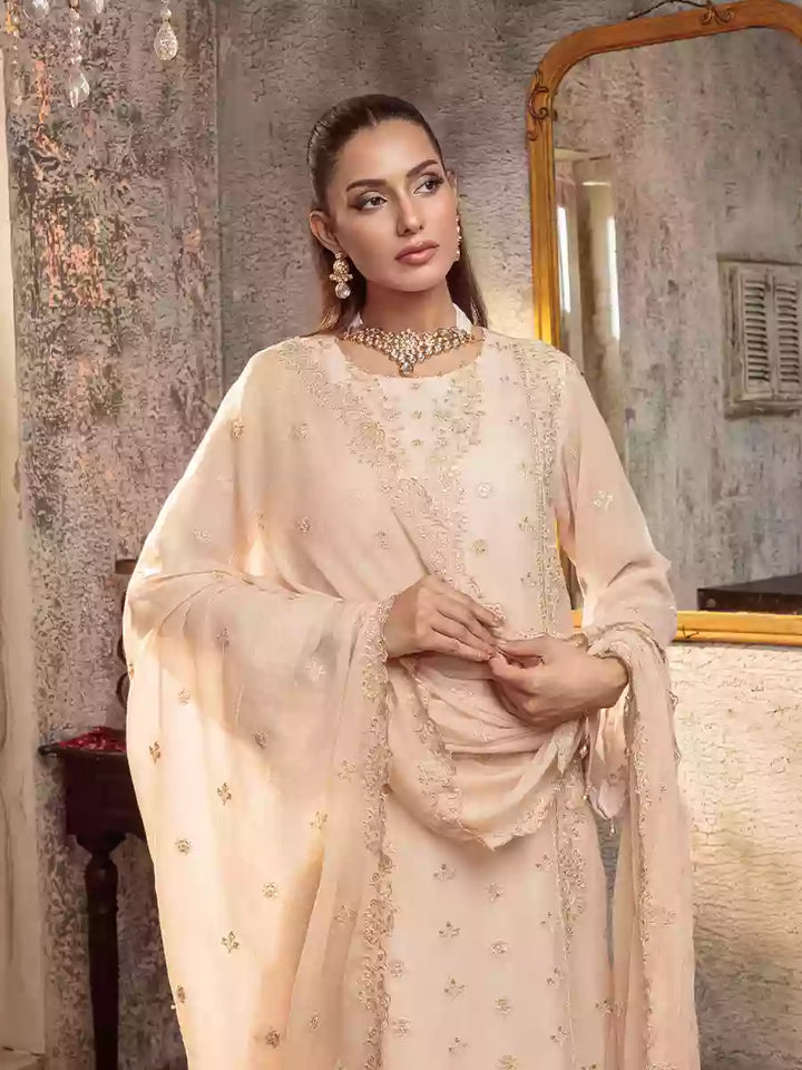 Salitex Unstitched Embroidered Chiffon 3 Piece Suit SUNW7CH084UT - Festive Collection