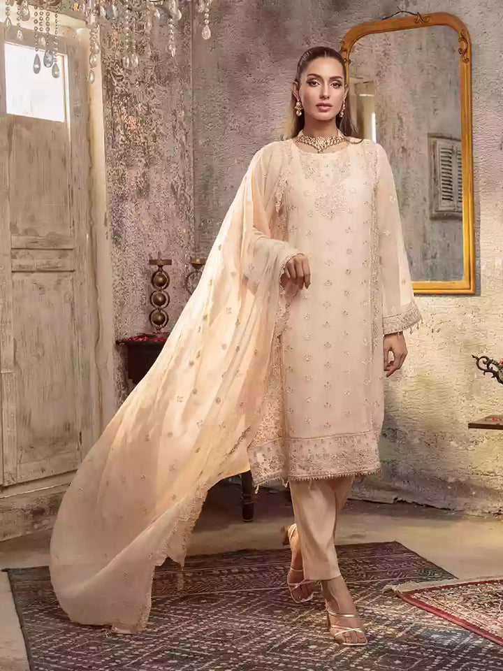 Salitex Unstitched Embroidered Chiffon 3 Piece Suit SUNW7CH084UT - Festive Collection