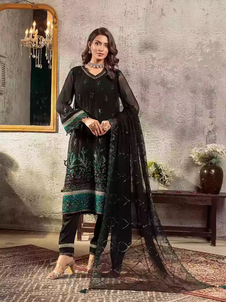 Salitex Unstitched Embroidered Chiffon 3 Piece Suit SUNW7CH083UT - Festive Collection