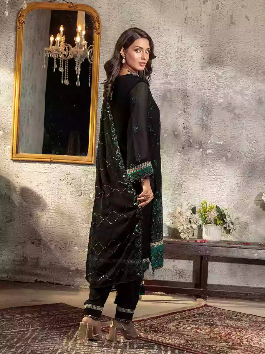 Salitex Unstitched Embroidered Chiffon 3 Piece Suit SUNW7CH083UT - Festive Collection