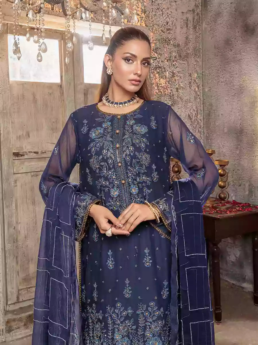 Salitex Unstitched Embroidered Chiffon 3 Piece Suit SUNW7CH082UT - Festive Collection