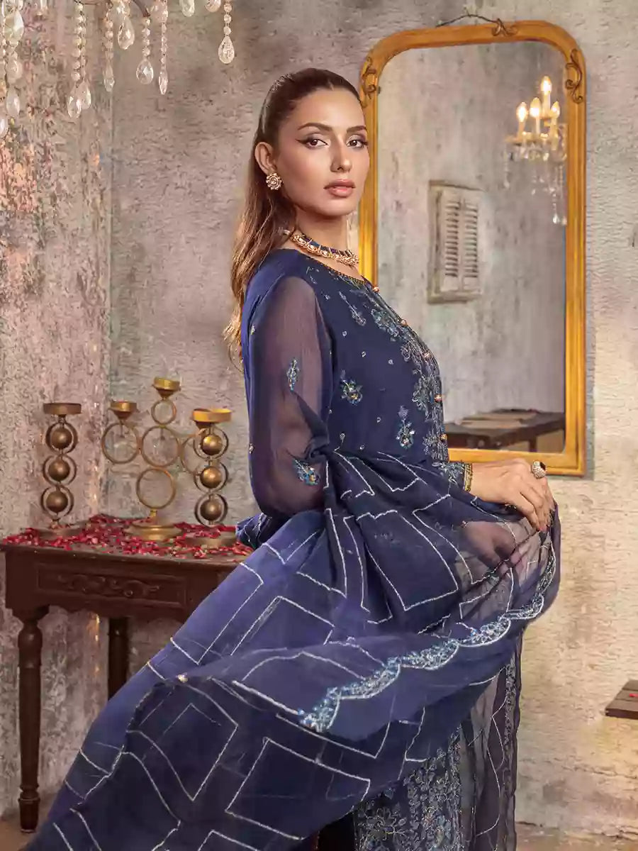Salitex Unstitched Embroidered Chiffon 3 Piece Suit SUNW7CH082UT - Festive Collection