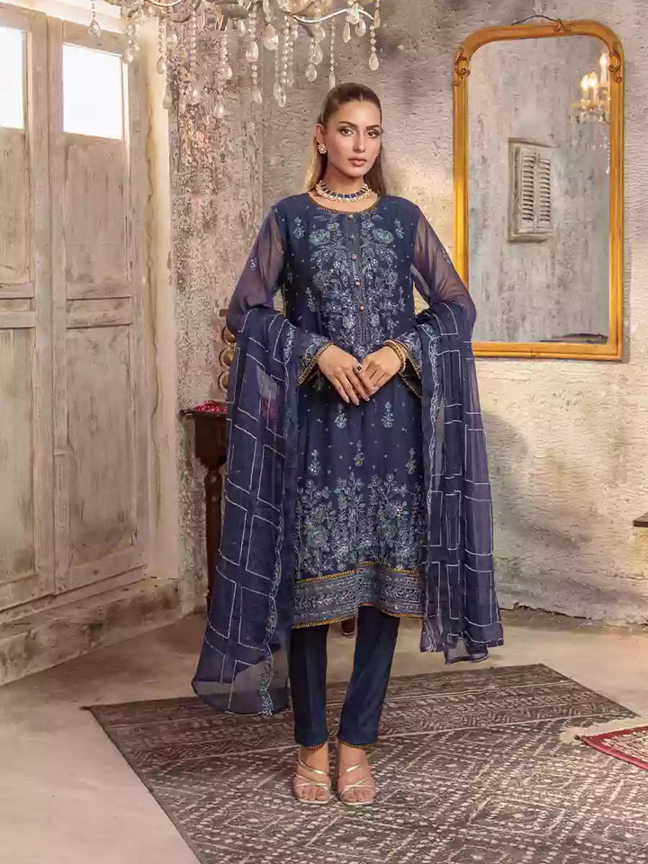 Salitex Unstitched Embroidered Chiffon 3 Piece Suit SUNW7CH082UT - Festive Collection