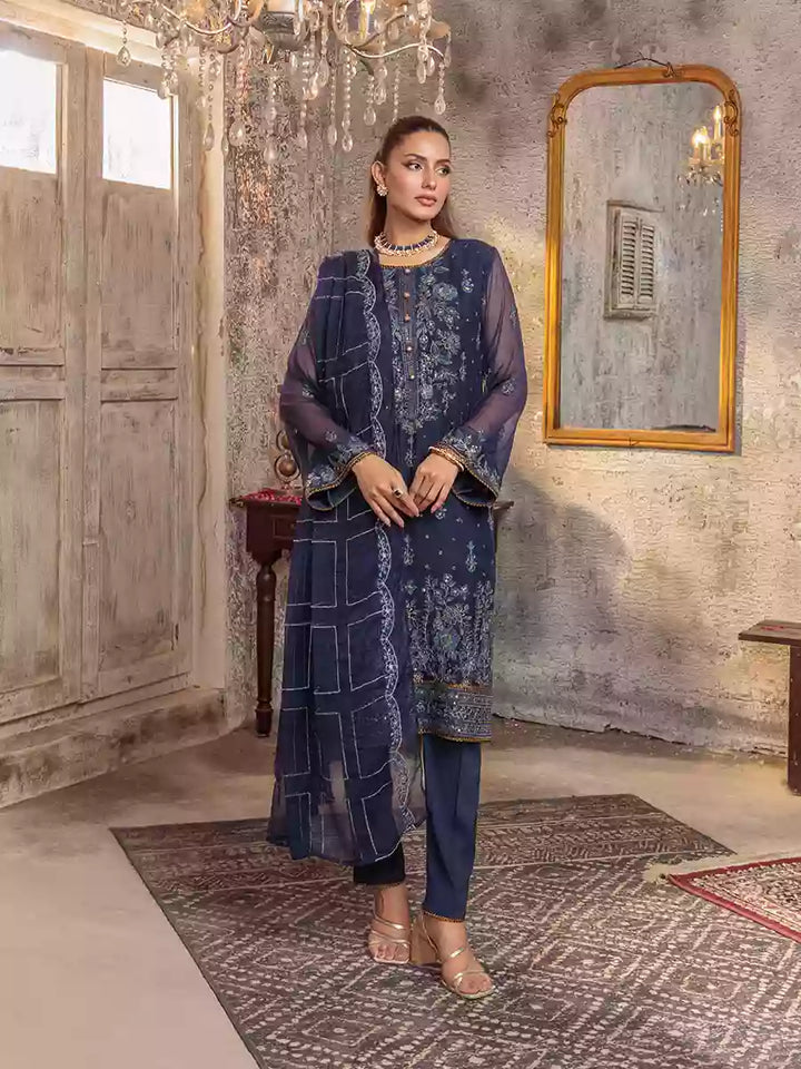 Salitex Unstitched Embroidered Chiffon 3 Piece Suit SUNW7CH082UT - Festive Collection