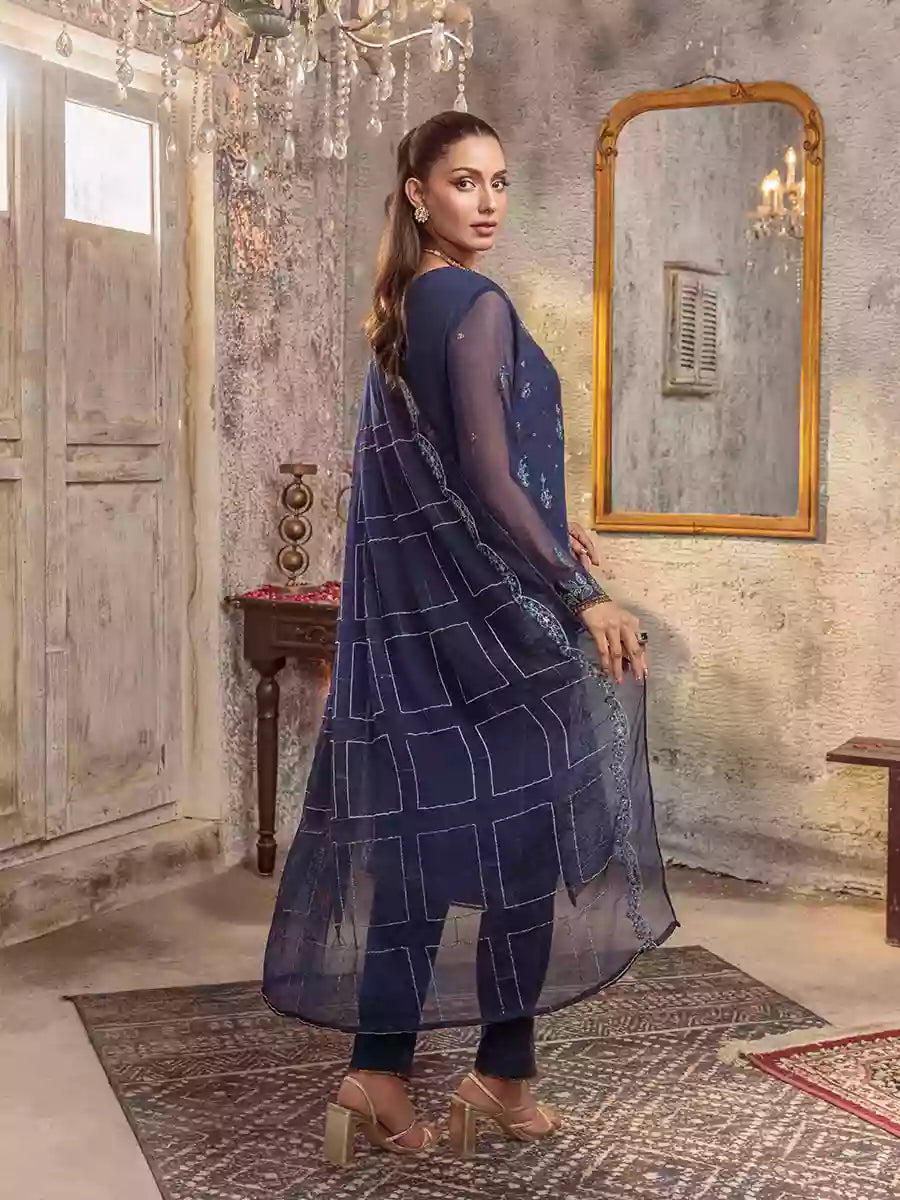Salitex Unstitched Embroidered Chiffon 3 Piece Suit SUNW7CH082UT - Festive Collection