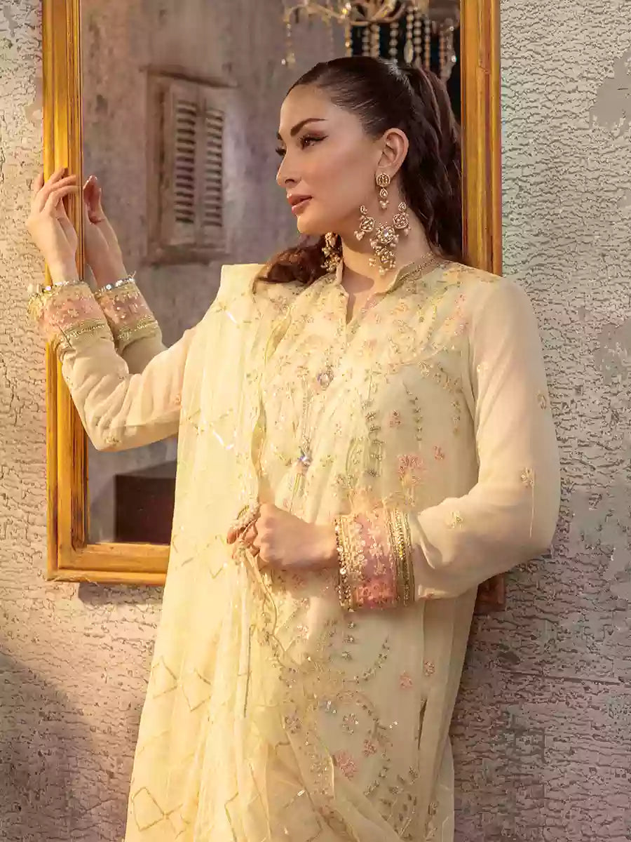 Salitex Unstitched Embroidered Chiffon 3 Piece Suit SUNW7CH081UT - Festive Collection