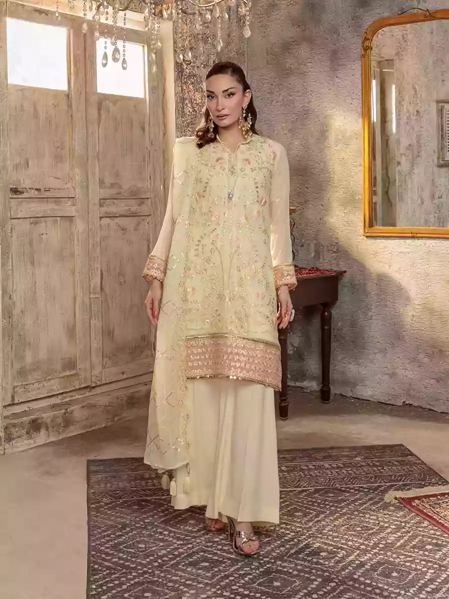 Salitex Unstitched Embroidered Chiffon 3 Piece Suit SUNW7CH081UT - Festive Collection