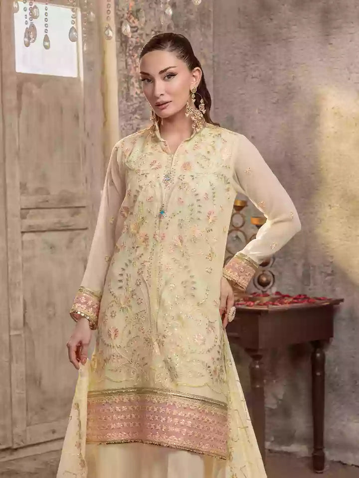 Salitex Unstitched Embroidered Chiffon 3 Piece Suit SUNW7CH081UT - Festive Collection