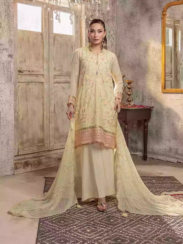 Salitex Unstitched Embroidered Chiffon 3 Piece Suit SUNW7CH081UT - Festive Collection