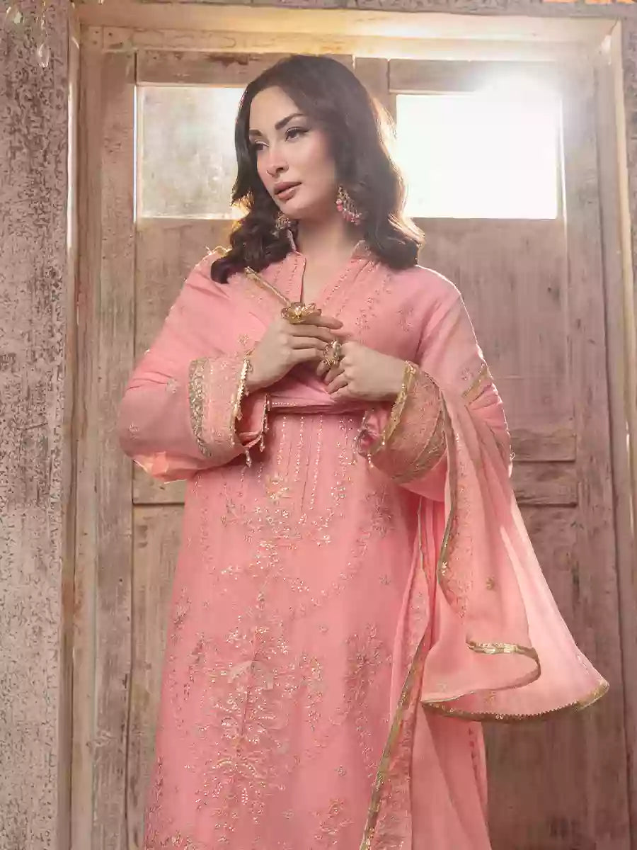 Salitex Unstitched Embroidered Chiffon 3 Piece Suit SUNW7CH079UT - Festive Collection