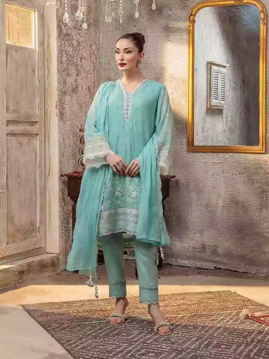 Salitex Unstitched Embroidered Chiffon 3 Piece Suit SUNW7CH077UT - Festive Collection