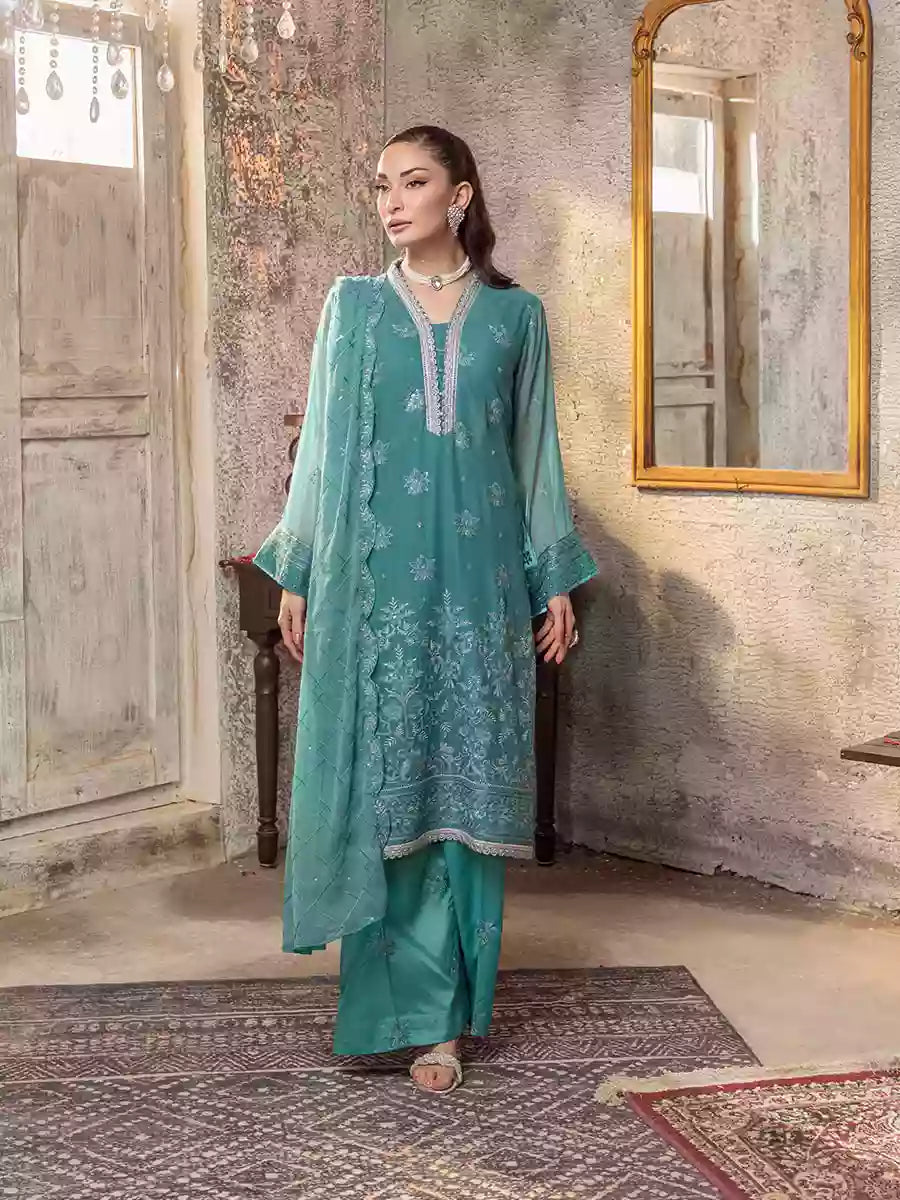 Salitex Unstitched Embroidered Chiffon 3 Piece Suit SUNW7CH076UT - Festive Collection