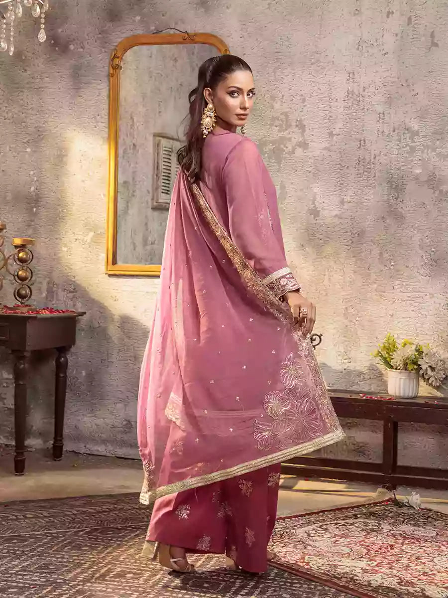 Salitex Unstitched Embroidered Chiffon 3 Piece Suit SUNW7CH075UT - Festive Collection
