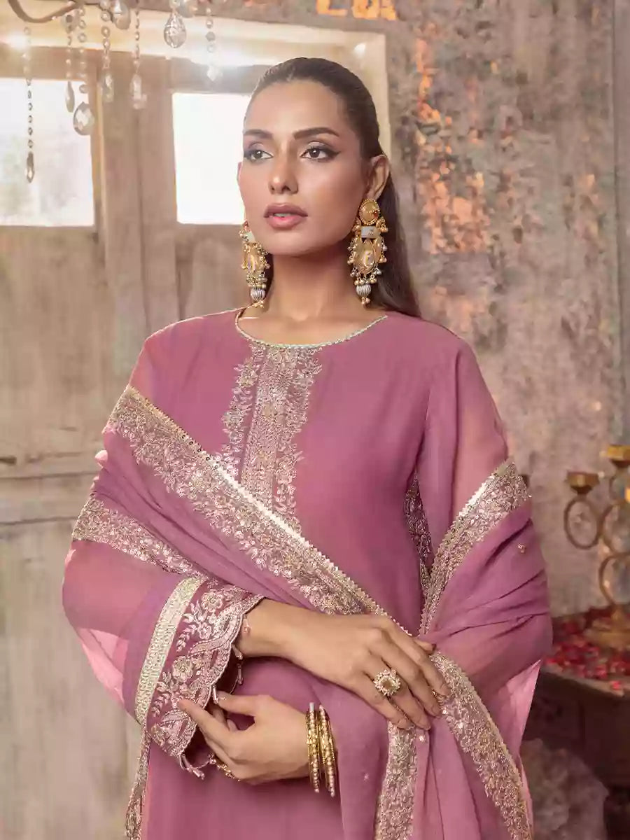 Salitex Unstitched Embroidered Chiffon 3 Piece Suit SUNW7CH075UT - Festive Collection