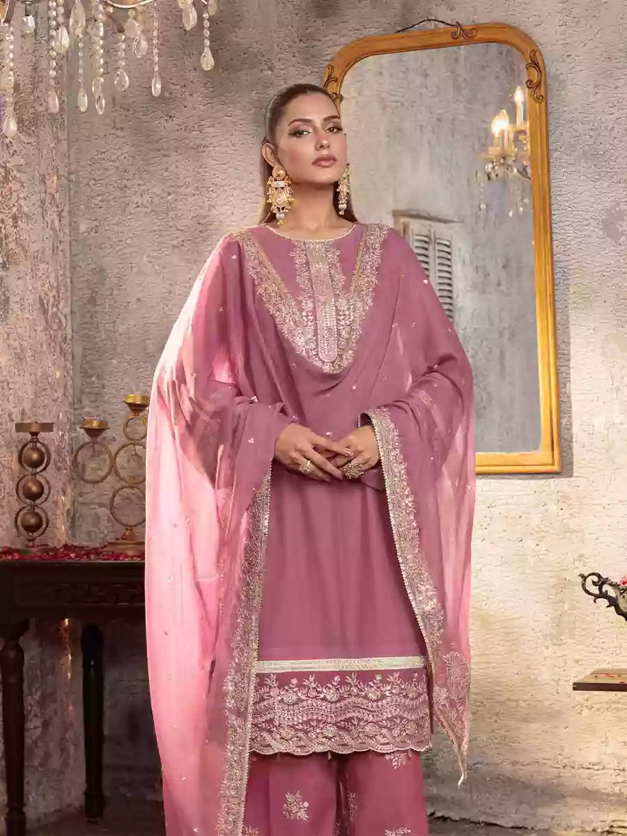 Salitex Unstitched Embroidered Chiffon 3 Piece Suit SUNW7CH075UT - Festive Collection
