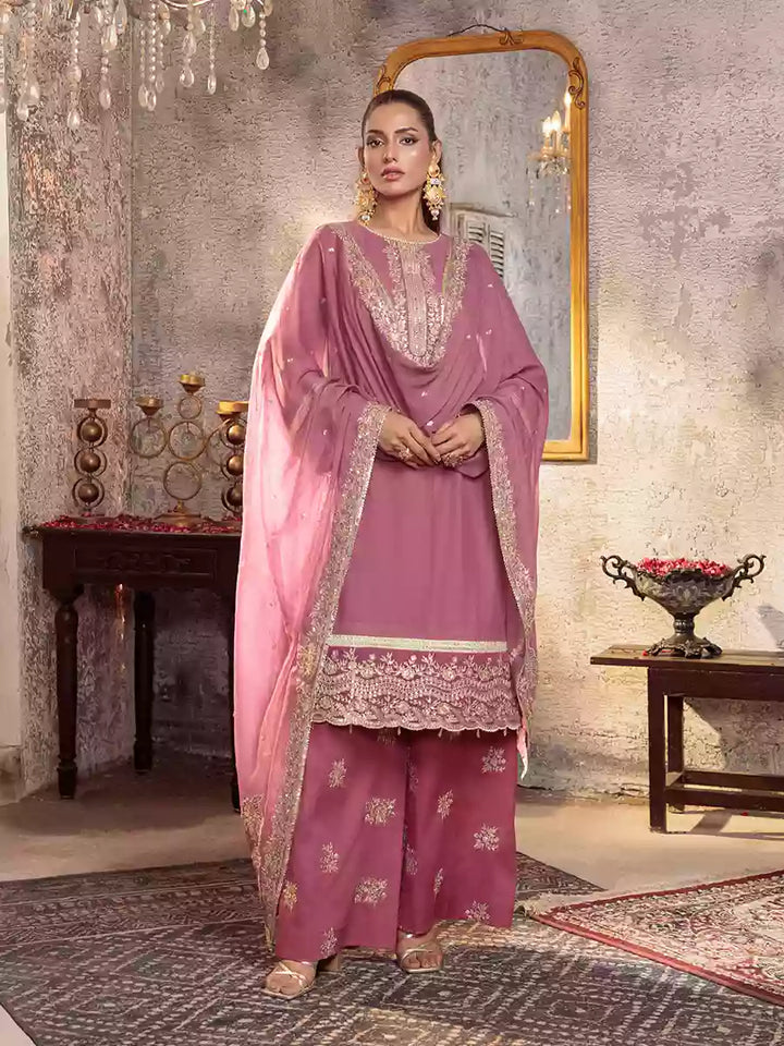 Salitex Unstitched Embroidered Chiffon 3 Piece Suit SUNW7CH075UT - Festive Collection