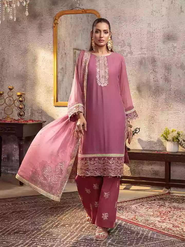 Salitex Unstitched Embroidered Chiffon 3 Piece Suit SUNW7CH075UT - Festive Collection