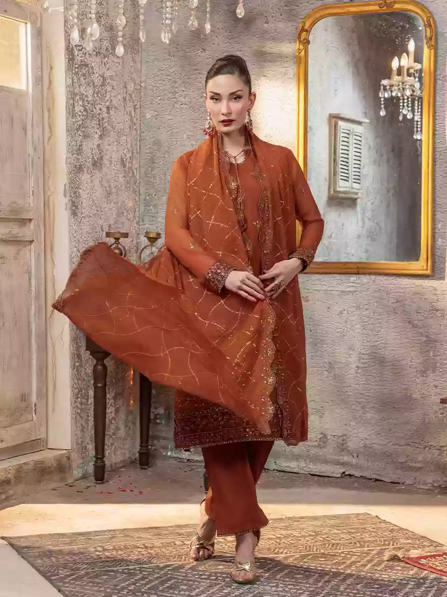 Salitex Unstitched Embroidered Chiffon 3 Piece Suit SUNW7CH073UT - Festive Collection