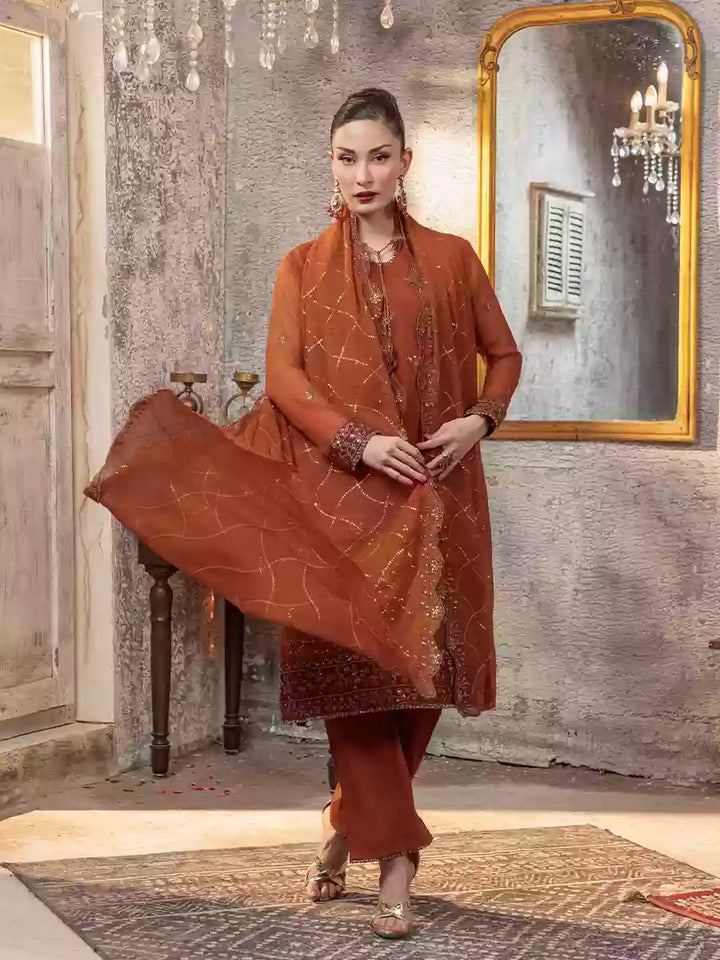 Salitex Unstitched Embroidered Chiffon 3 Piece Suit SUNW7CH073UT - Festive Collection
