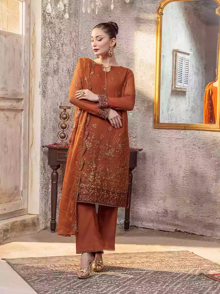 Salitex Unstitched Embroidered Chiffon 3 Piece Suit SUNW7CH073UT - Festive Collection