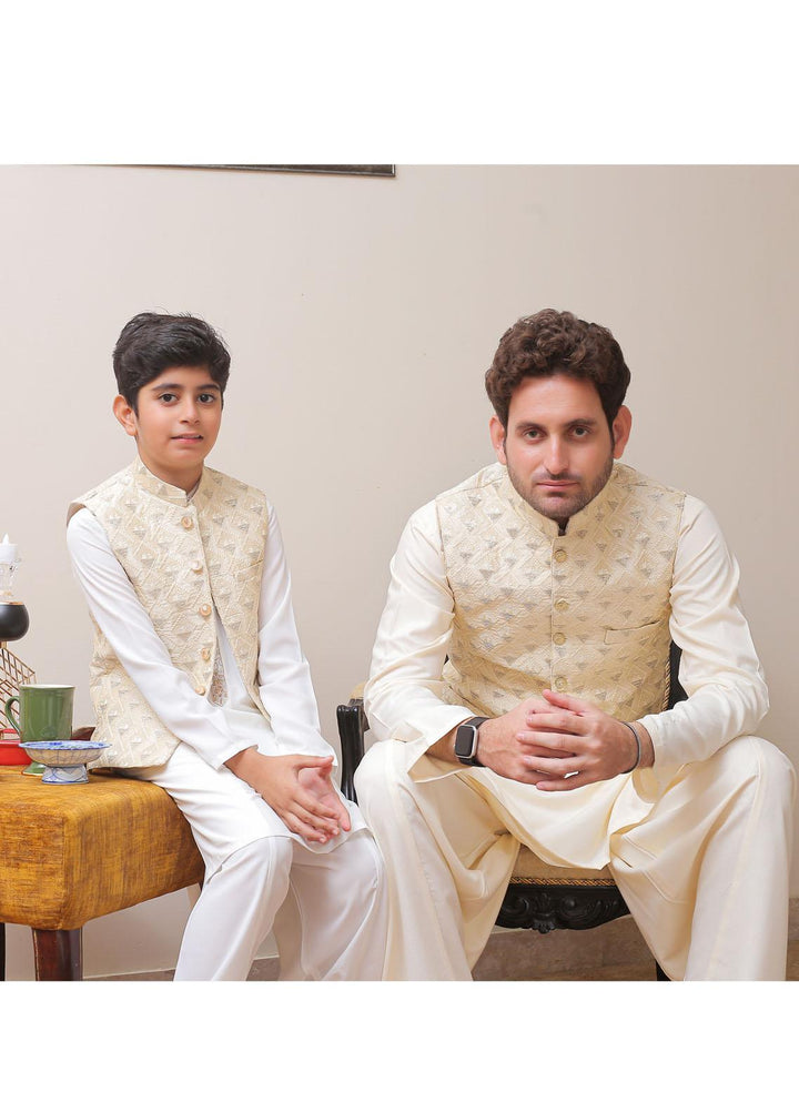 Real Image Raw Silk Formal Waistcoat for Men -  OWP - 023 Cream