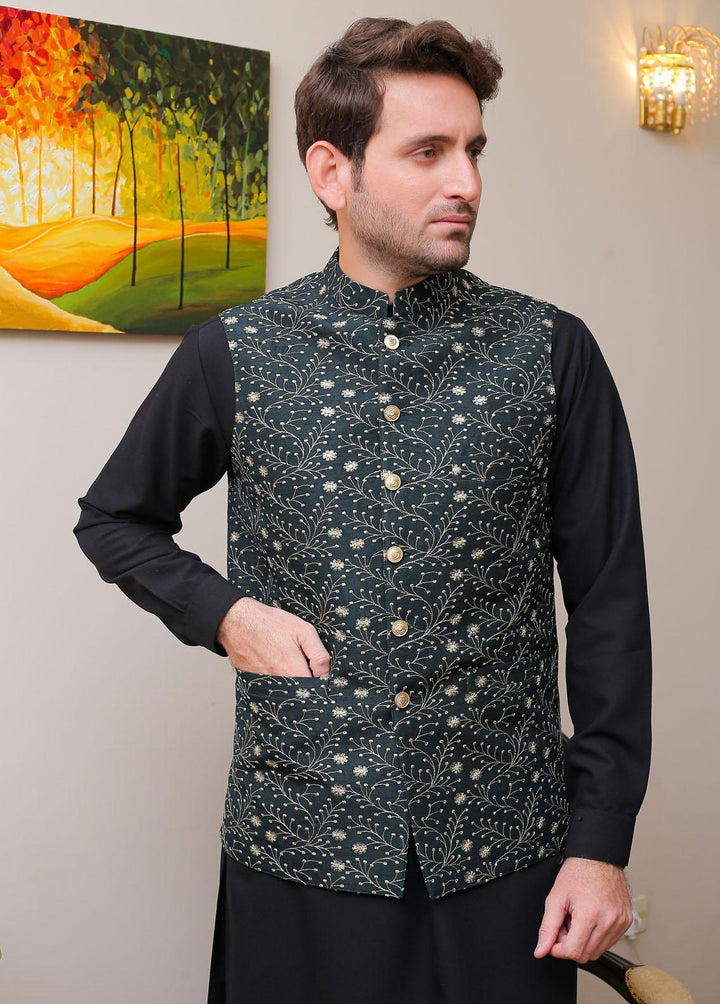 Real Image Raw Silk Smart Fit Mens Waistcoat -  OWP-024 Green