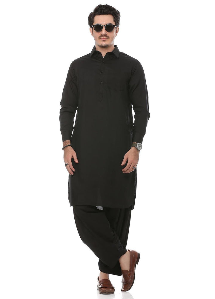 Real Image Wash N Wear Formal Men Kurta Shalwar -  P-51Sh Black