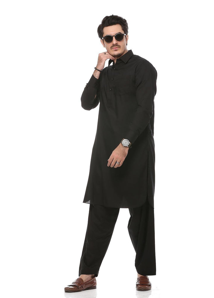 Real Image Wash N Wear Formal Men Kurta Shalwar -  P-51Sh Black