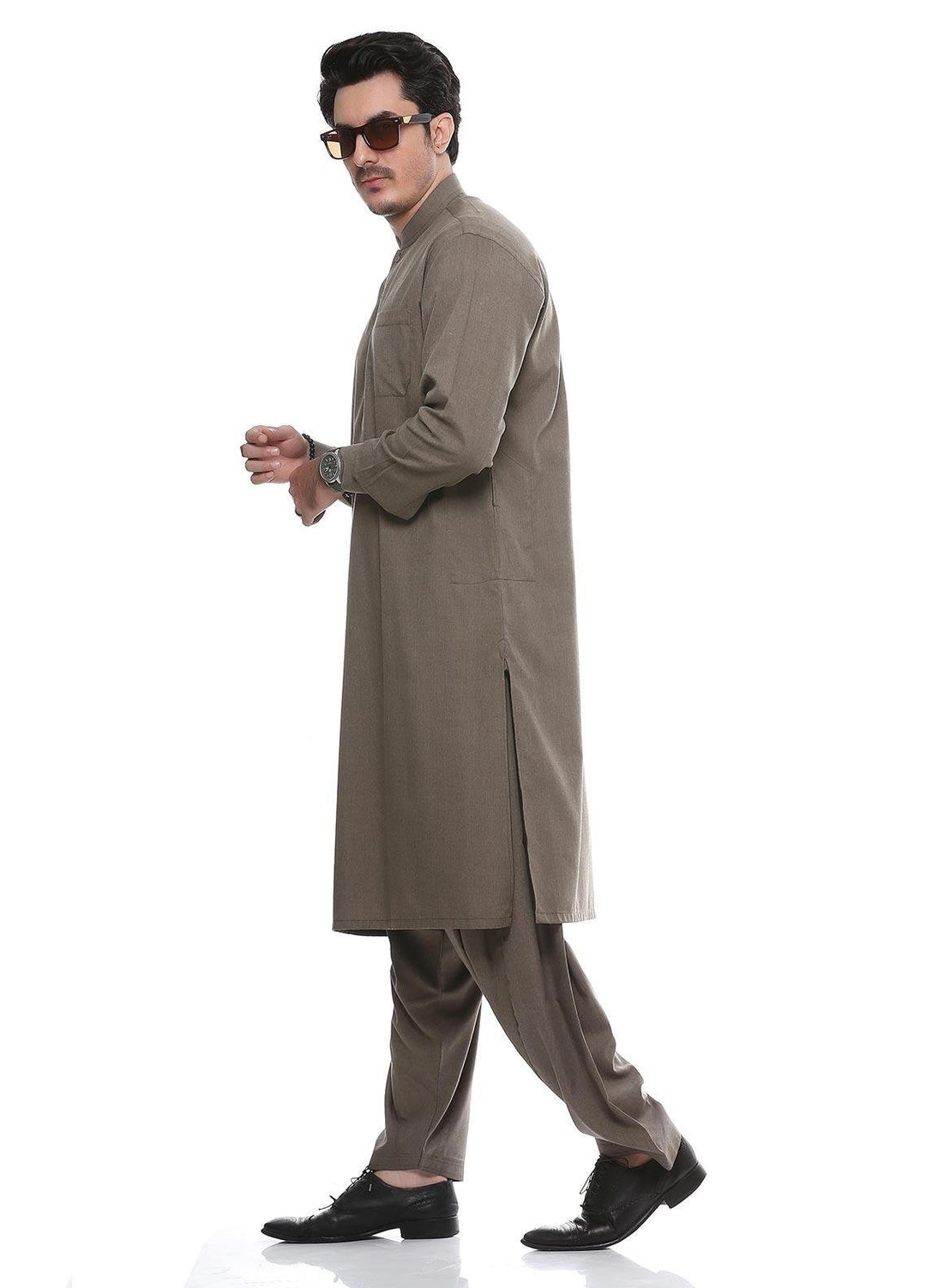 Real Image Wash N Wear Formal Men Kurta Shalwar -  P-52SC Mehandi
