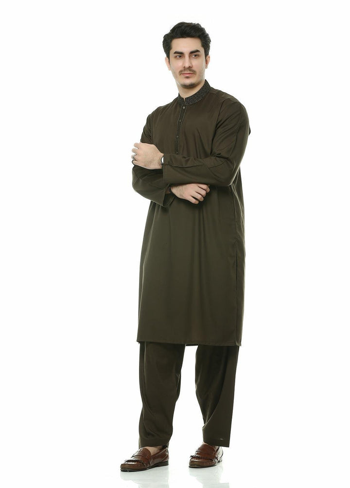 Real Image Wash N Wear Formal Kurta Shalwar for Men -  D-462 Green