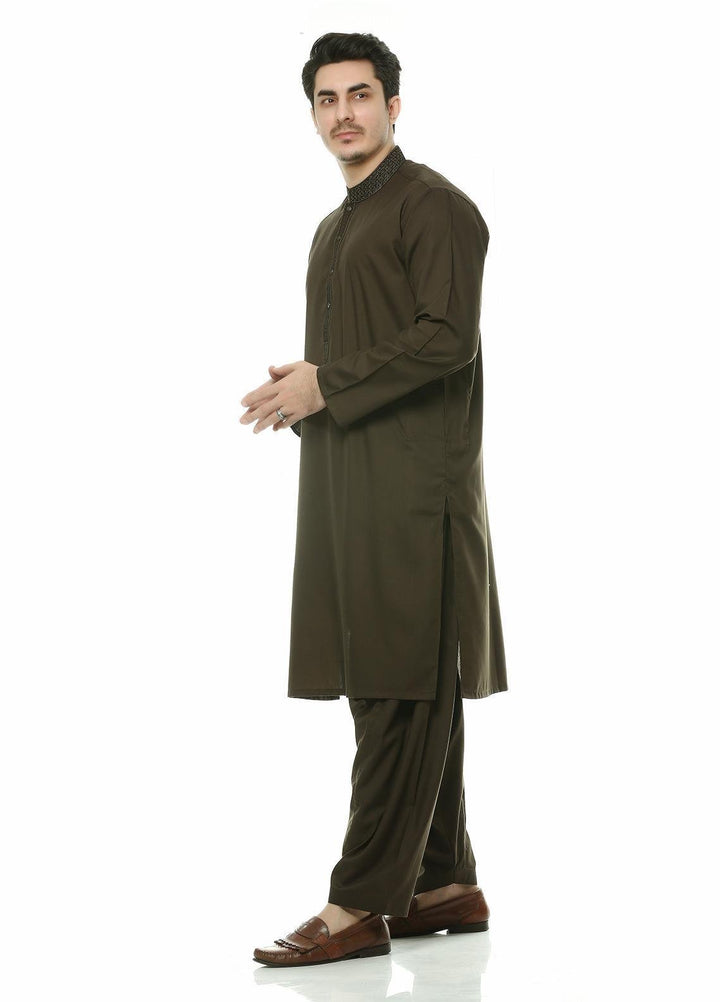 Real Image Wash N Wear Formal Kurta Shalwar for Men -  D-462 Green