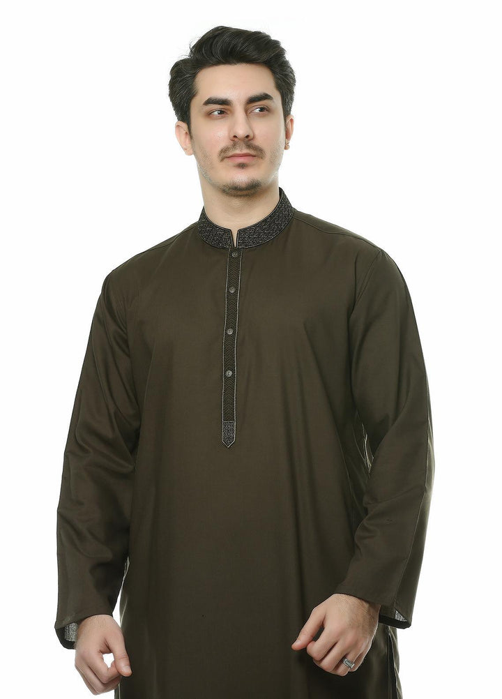 Real Image Wash N Wear Formal Kurta Shalwar for Men -  D-462 Green