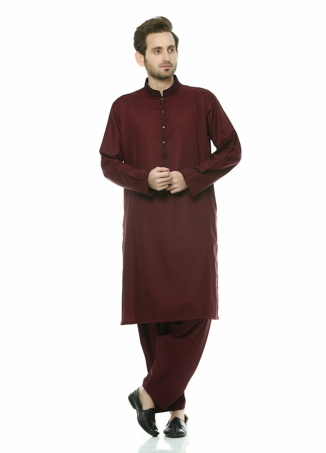 Real Image Wash N Wear Formal Men Kurta Shalwar -  D-462 Maroon