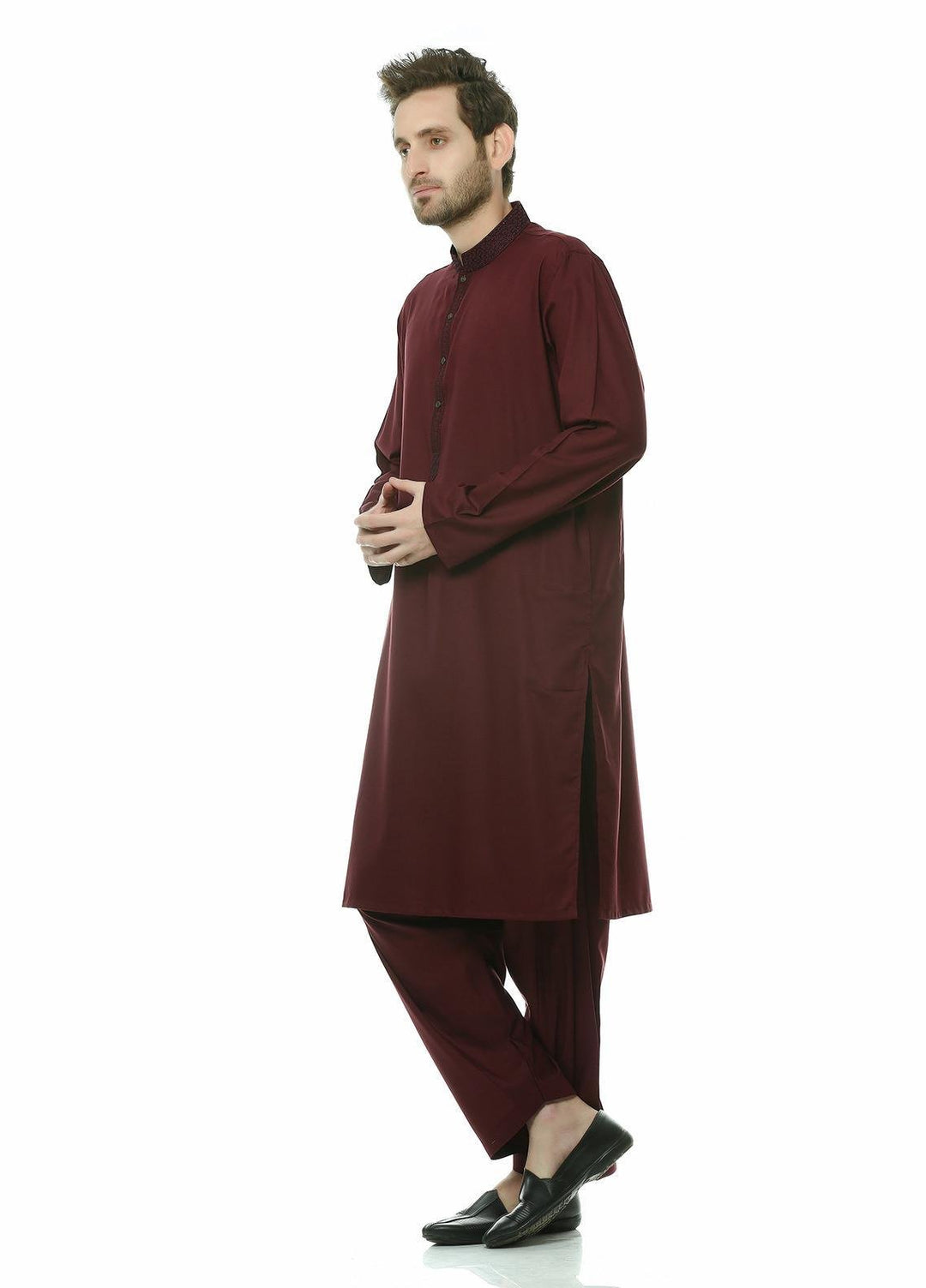 Real Image Wash N Wear Formal Men Kurta Shalwar -  D-462 Maroon