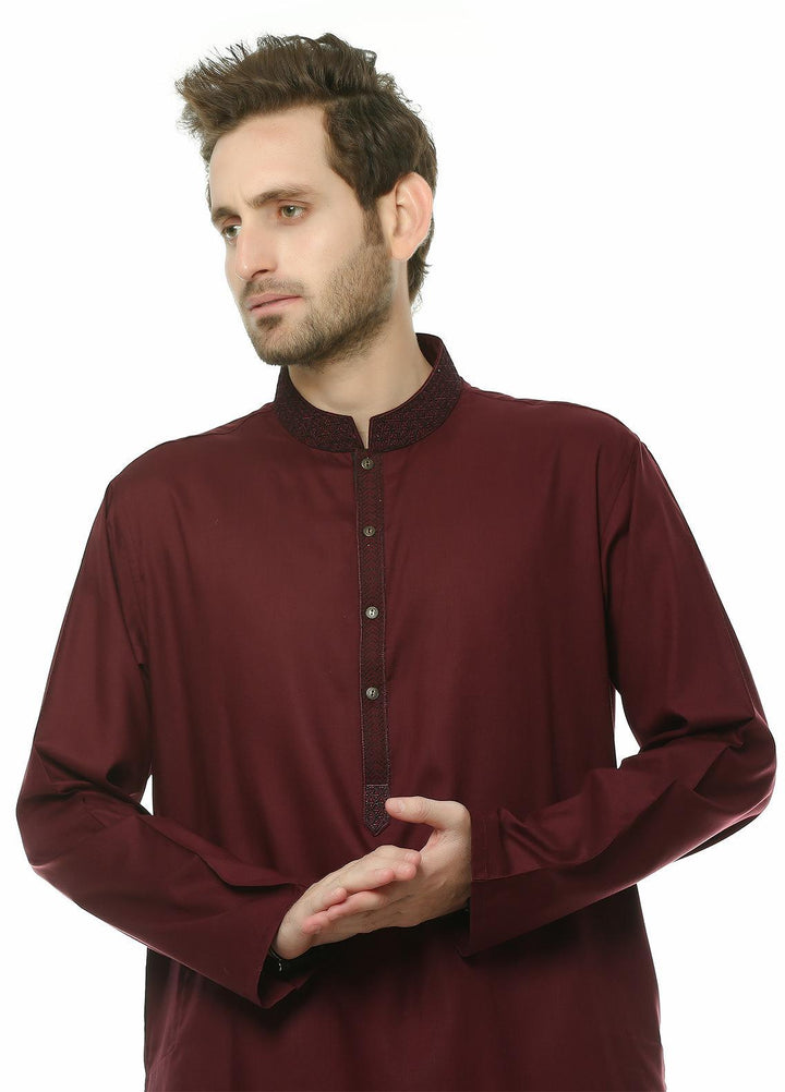 Real Image Wash N Wear Formal Men Kurta Shalwar -  D-462 Maroon