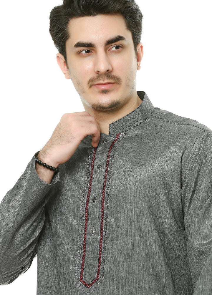 Real Image Wash N Wear Formal Men Kurta -  D-463 Grey