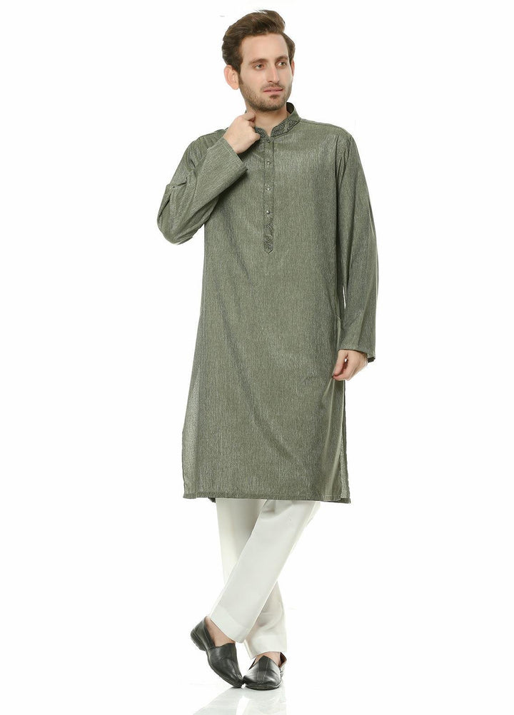 Real Image Wash N Wear Formal Men Kurta -  D-464 Green
