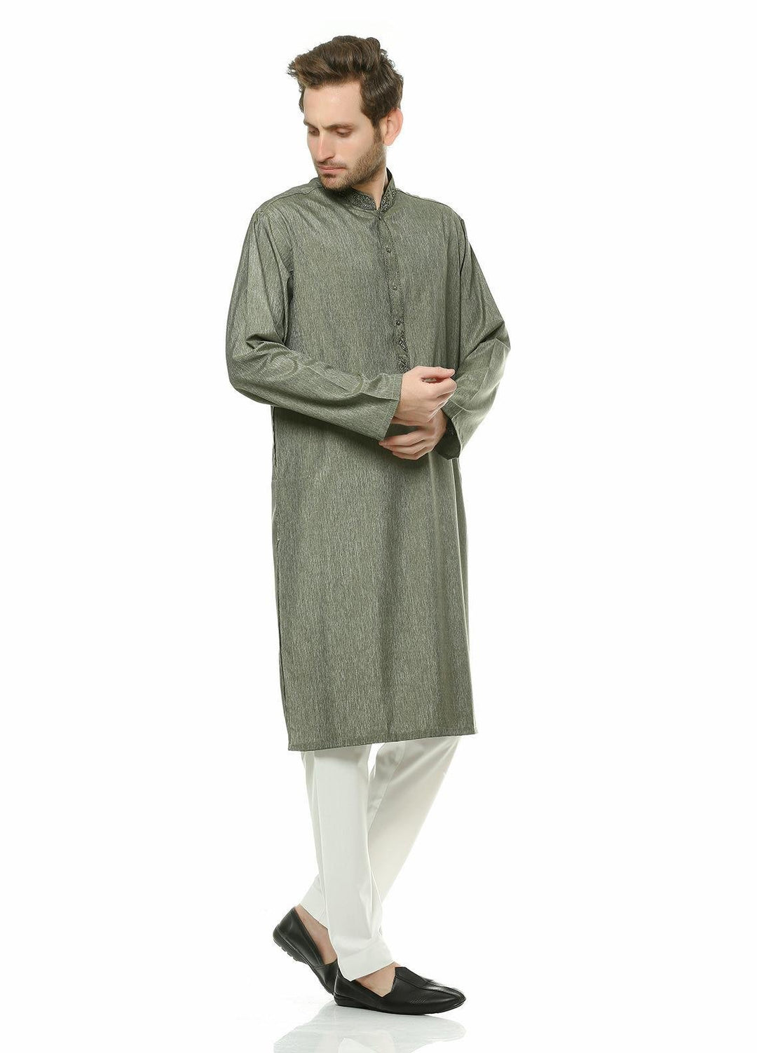 Real Image Wash N Wear Formal Men Kurta -  D-464 Green