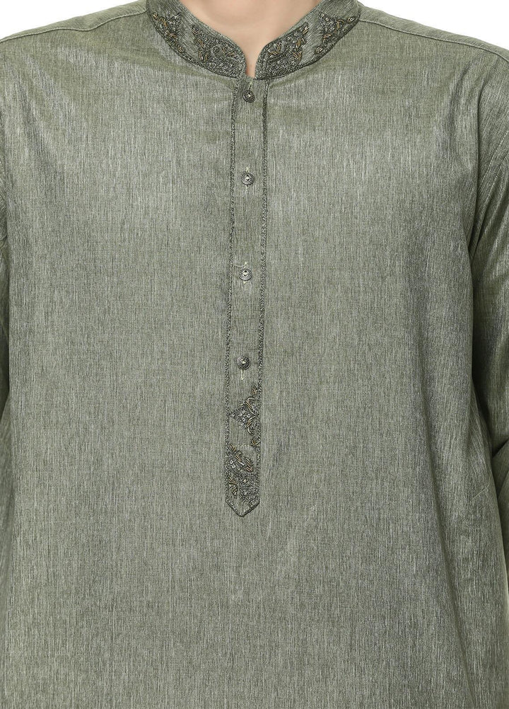 Real Image Wash N Wear Formal Men Kurta -  D-464 Green
