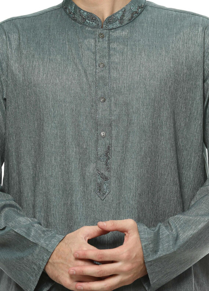 Real Image Wash N Wear Formal Kurta for Men -  D-464 Grey