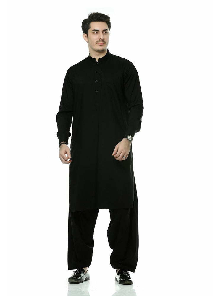 Real Image Wash N Wear Formal Men Kurta Shalwar -  P-48 Black