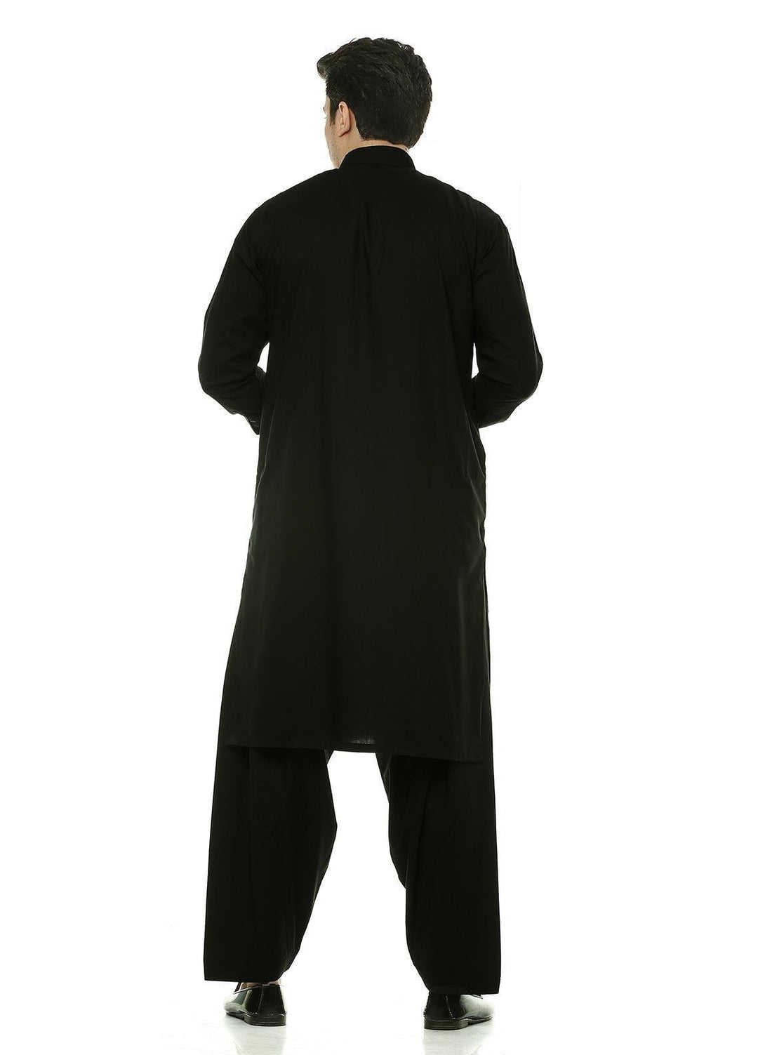 Real Image Wash N Wear Formal Men Kurta Shalwar -  P-48 Black