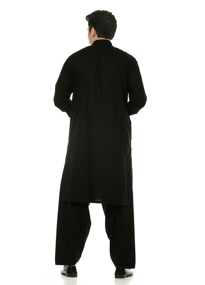 Real Image Wash N Wear Formal Men Kurta Shalwar -  P-48 Black