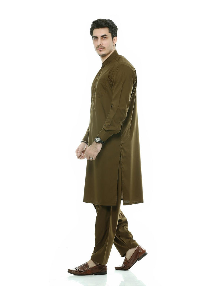 Real Image Wash N Wear Formal Kurta Shalwar for Men -  P-48 Gold