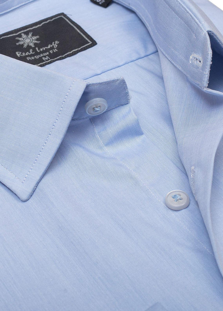 Real Image Cotton Formal Men Shirts -  RG-006 L-Blue