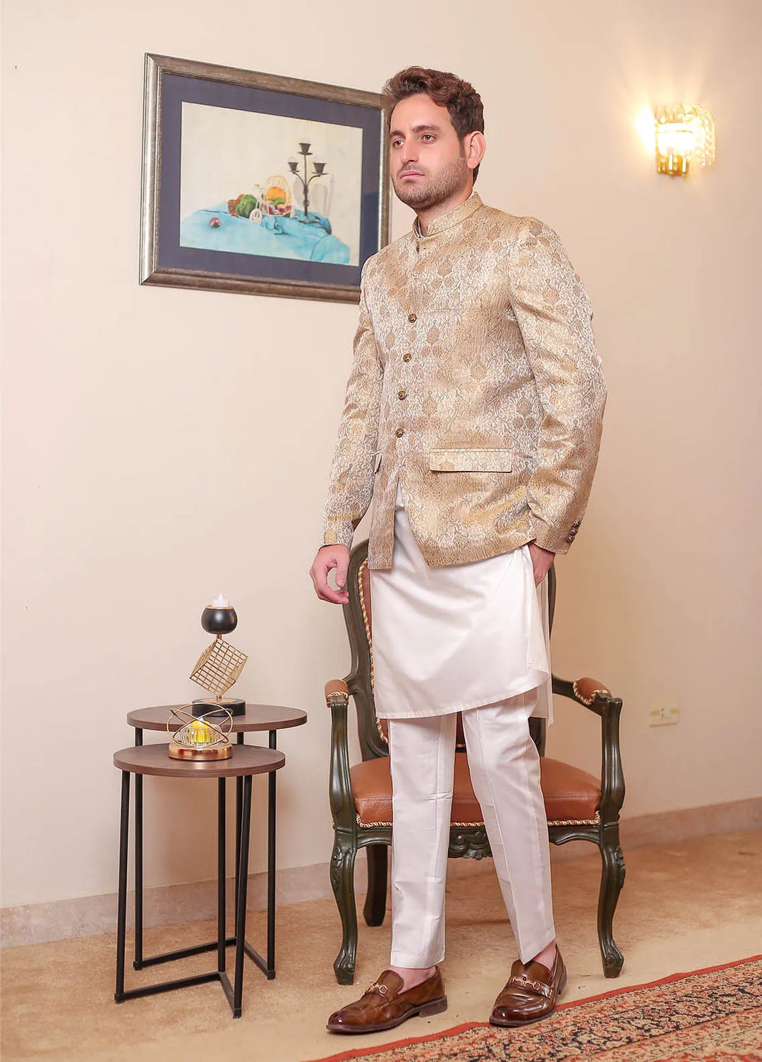 Real Image Jamawar Fancy Men Prince Coat - OPC - 005